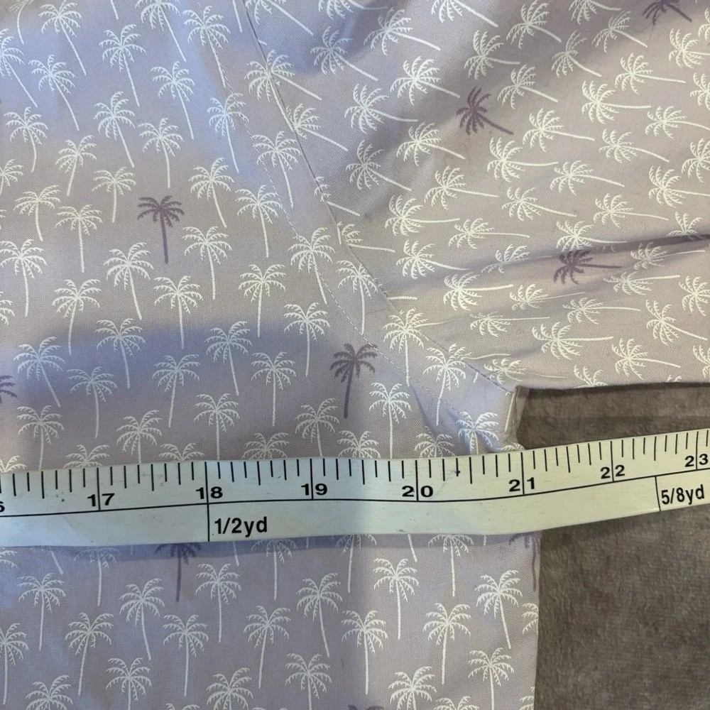 Banana Republic Mens Slim Fit Button Up Shirt Medium Lavander Palm Print Resort
